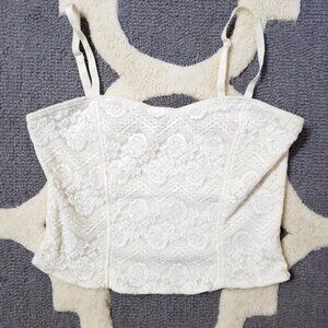 Foreign Exchange Lacy Crop Spaghetti Strap Corset Bustier Cami Tank Top Large